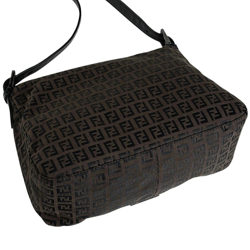 Fendi Baguette Zucchino Bag Shoulder Mamma Canvas Brown